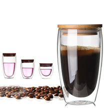 Load image into Gallery viewer, 250ml/350ml/450ml Heat-resistant Double Layer Wall Glass Cup Handmade Healthy Drinkware Mug Transparent Coffee Tea Mugs With Lid