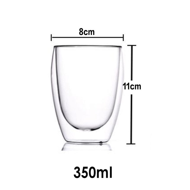 Heat Resistant Double Wall Glass Coffee/Tea Cups And Mugs Travel